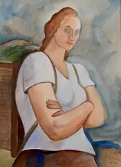 Jaroslav Král, Woman with a Pannier, 1926, Watercolour on paper