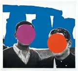 Stonehenge (With Two Persons) Blue by John Baldessari, 2005, 4-color Mixografía print on handmade 100% cotton paper, sold Sep 2018