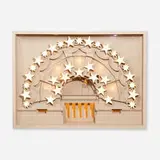 Cletus Johnson, Cave of the Stars IV, 1984, painted wood, museum board, clear and frosted plastic, filigree and electrical components in artist's shadowbox