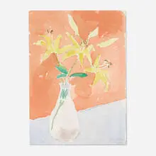 Yellow Lily Still Life by Sally Michel Avery, 1987, watercolor and charcoal on paper, sold Mar 2024