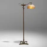 Tiffany Studios, Aladdin (Pompeian) floor lamp with Kapa shade, c. 1910, patinated bronze, patinated shell
