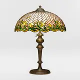 Wilkinson Co., Swirling Daffodil table lamp, c. 1912, leaded glass, patinated metal