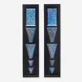 Tiffany Studios, Collection of ten opalescent tiles, c. 1910, molded Favrile glass, painted wood