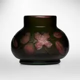 Early experimental vase with flowers by Tiffany Studios, c. 1898, hand-blown and wheel-carved glass, sold Mar 2024