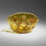Émile Gallé, Early bowl with dandelions, c. 1900, gilt and enameled hand-blown glass
