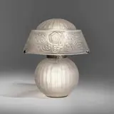 Daum, Art Deco table lamp, c. 1925, acid-etched glass, nickel-plated steel