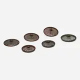Collection of five heat caps by Tiffany Studios, c. 1910, patinated bronze, sold Mar 2024
