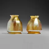 Tiffany Studios, Ribbed shades, pair, c. 1910, hand-blown Favrile glass