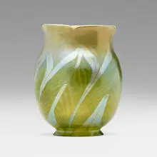 Decorated shade by Tiffany Studios, c. 1910, hand-blown Favrile glass, sold Mar 2024
