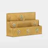 Abalone letter rack by Tiffany Studios, c. 1920, gilt bronze, mother-of-pearl, sold Mar 2024