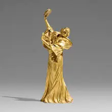 Agathon Léonard, Danseuse tambourin à droite, c. 1900, gilt bronze