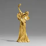 Agathon Léonard, Danseuse tambourin à droite, c. 1900, gilt bronze