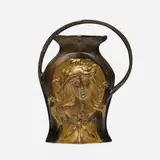 Charles Louchet, Art Nouveau figural vessel, c. 1900, patinated and gilt bronze