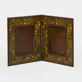 Tiffany Studios, Grapevine double picture frame, c. 1910, patinated bronze, Favrile glass, glass