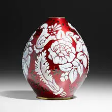 Camille Faure, Vase with flowers, c. 1985, enameled copper