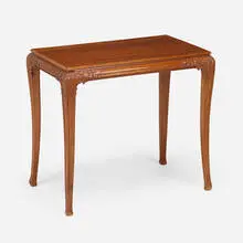 attribution Léon Jallot, Console table with flowers, c. 1900, mahogany, glass