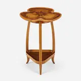 Marquetry occasional table with sunflower and thistle by Louis Majorelle, c. 1900, mahogany, mixed wood inlay, sold Mar 2024