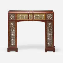 Jules Cayette, Art Nouveau fireplace surround, c. 1905, mahogany, gilt bronze