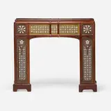 Jules Cayette, Art Nouveau fireplace surround, c. 1905, mahogany, gilt bronze