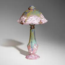 Table lamp by Daum, c. 1925, vitrified glass, steel, sold Mar 2024