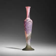 Vase with hydrangea by Galle, c. 1920, acid-etched cameo glass, sold Mar 2024