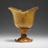 Fine and Rare chalice with caterpillars, bees, and insects by Schverer Burgun & Cie, c. 1900, acid-etched and enameled glass, sold Mar 2024