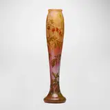 Daum, Monumental vase with bleeding hearts, c. 1900, acid-etched, internally decorated, and enameled cameo glass