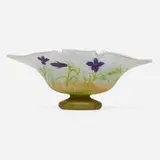 Daum, Footed bowl with violets, c. 1900, acid-etched, padded, and wheel-carved cameo glass