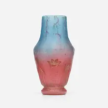Crocus vase by Daum, c. 1910, acid-etched, enameled and gilt cameo glass, sold Mar 2024