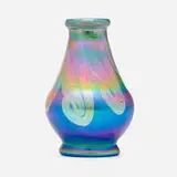 Tiffany Studios, Early decorated cabinet vase, c. 1898, hand-blown Favrile glass