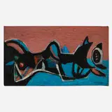 Figure on the Beach by Emerson Woelffer, 1947, oil and sand on canvas, sold Mar 2024