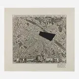 Sol LeWitt, Photo of Florence with the area between the Area gallery, Piazza del Carmine, Piazza di Ognissanti and Orsanmichele removed (R588), 1976, cut paper map, mat board