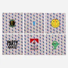 Pruitt-Early, Artworks for Teenage Boys (Six Pack), heat transfer on fabric with plastic shrinkwrap in six parts