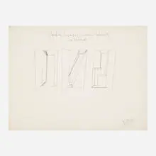 Robert Morris, Standing, Leaning, Sitting Cabinets (1960, Destroyed), 1972, graphite on paper