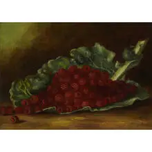 A.B. Crockell, Still Life — Raspberries on a Green Cabbage Leaf