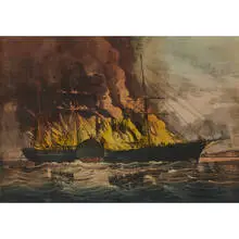 Burning of the Steamship Golden Gate July 27. 1862. by Currier & Ives, sold Aug 2021
