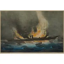 Burning of the Inman Line Steam Ship City of Montreal, 1887 by Currier & Ives, sold Aug 2021