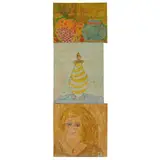 Lee Godie, Fruit, Triptych (Fruit, Vase and Face)