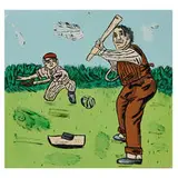 Baseball Scene, 1981 by Nick the Barber a.k.a. Nicholas Greeley, sold Aug 2021