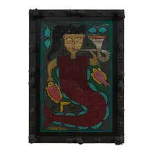 Maxon Scylla, Mermaid Voodoo Flag in Frame Adorned with Shells, Haiti