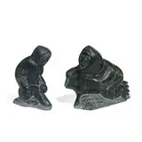 Adamie Niviaxie, Inuk hunter with seal, #5-17266, together with Artist Unknown, Inuit hunter with seal, #552558