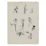 Eddie Owens Martin, Sketchbook Drawing of Costumed Dancers with a Design