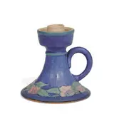 Anna Frances Simpson for Newcomb College Pottery, Trumpet Creeper carved and painted earthenware candleholder