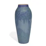 Sadie Irvine for Newcomb College Pottery, Spanish Moss and Moon earthenware landscape vase