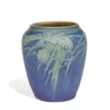 Henrietta Bailey for Newcomb College Pottery, Pine Cone and Needle carved and painted earthenware vase