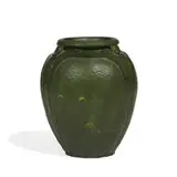 Grueby Faience Company, earthenware vase with three small handles