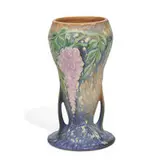 Wisteria vase in blue by Roseville Pottery, sold Jun 2021