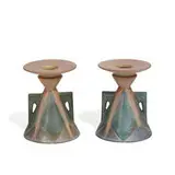 Futura Aztec Lady candlesticks, pair by Roseville Pottery, sold Jun 2021