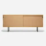 Florence Knoll, cabinet, model 116, 1948, birch, grass cloth, enameled steel, leather
