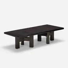 Ado Chale, coffee table, c. 1970, cast resin with inlaid hematite, enameled steel